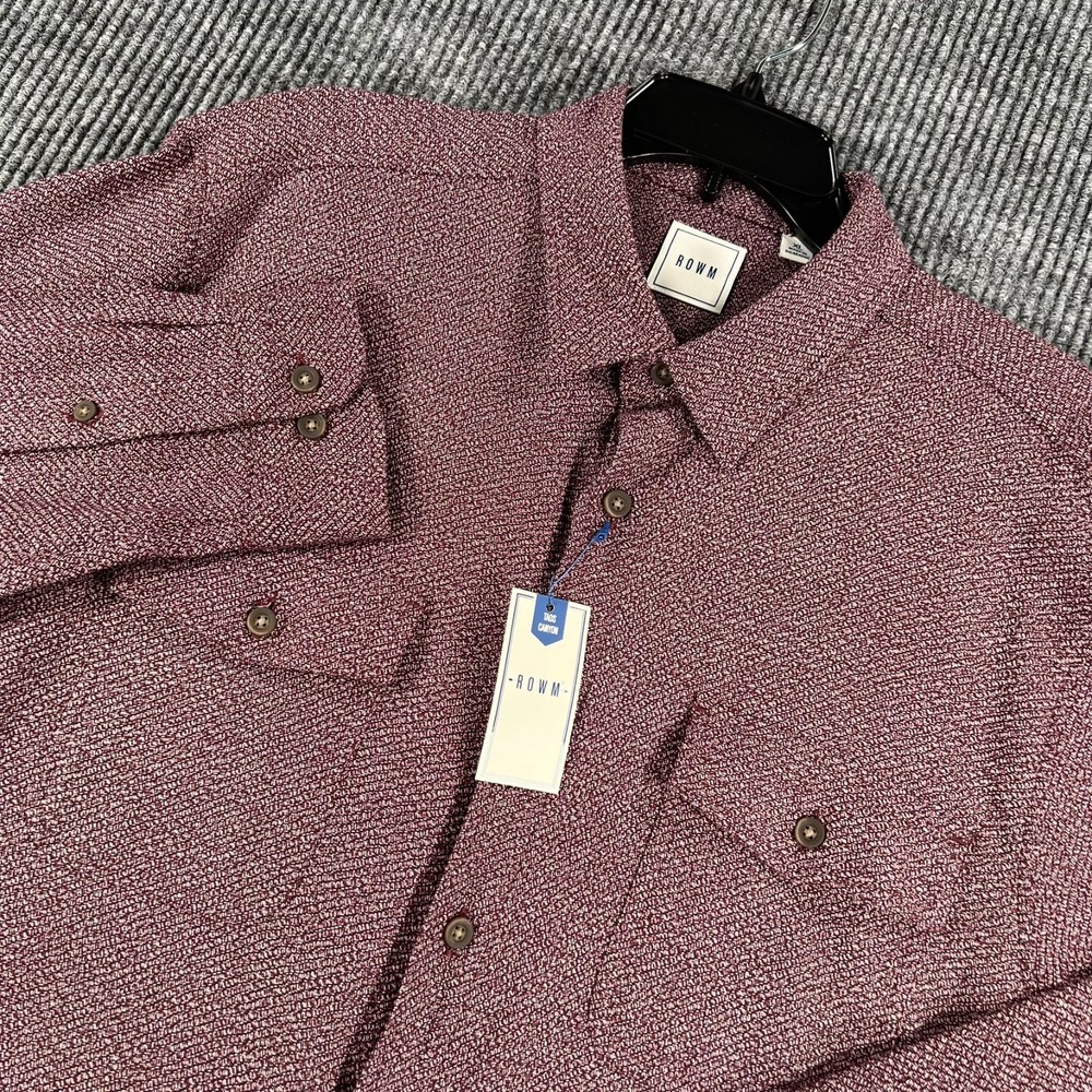 ROWM Shirt Shacket Mens XL Extra Large Red Long Sleeve Button Up Pockets New